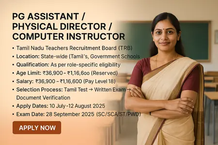 TRB PG Assistant Recruitment 2025 – 1996 open positions Tamil Nadu Teaching Jobs
